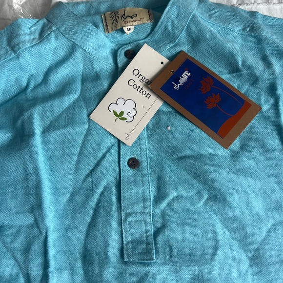 Isha life Men Sky Aum Kurta - Organic Cotton - Picture 1 of 5